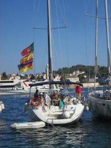 "Kaja" with her flags
