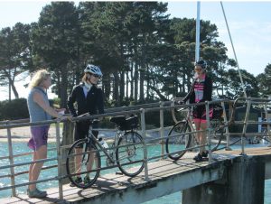 Taking the bikes out to the ferry after leaving the Puka Park Resort.