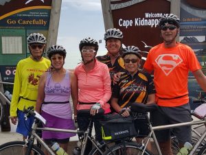The six of us in the Hawke's Bay Region at cape Kidnappers'