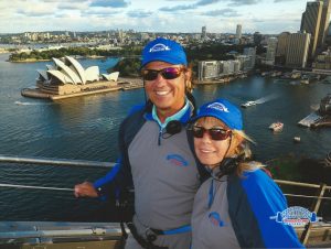 Rocky & Julie at the top of Sydney Harbour Bridge