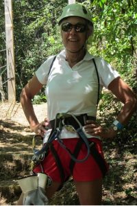 Julie outfitted for zip-lining at La Marquesa in Puerto Rico