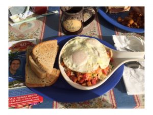 Sunday morning breakfast at “The OEC”, The Over Easy Café, where visitors and local both congregate