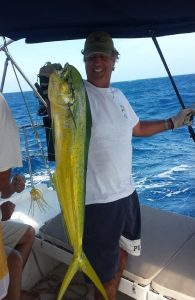 The first Mahi Mahi - the catch of the trip!