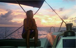 Julie relaxing at sunset.