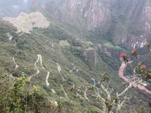 The switchback road leading from Aquas Calientes